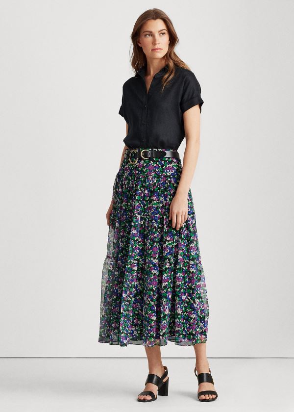 Saia Ralph Lauren Floral Tiered Peasant Mulher 38092-TCUG